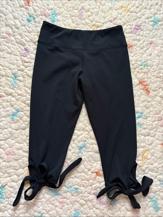 Blackmilk Pants - Blackmilk Black Capri Leggings with Tie Hem